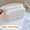1 pieza Bolsa de almacenamiento de cosméticos de piel sintética sólida para mujer con cremallera Organizador de maquillaje Bolso Estuche de papelería para lápices Estuche de viaje para maquillaje Artículos de tocador