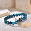 Amazon Hot New Black Onyx Tiger Eye DIY Pulseira Distintiva Cabeça de Lobo Aço Inoxidável Moda Homens Frisada Pulseira