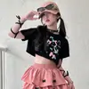 Conjunto de Dos Piezas para Niñas 2025 Dulce Traje con Lazo Camiseta Estampada de Manga Corta de Verano + Falda de Pastel