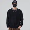 Suéter Pulôver Gola Redonda com Blocos de Cor Estilo Old Money de Inverno, Costura Feita à Mão, com Atmosfera Pesada para Homens e Mulheres Casais