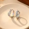 Pendientes de Hoja Brotante Estilo Campestre Yixuan Pendientes de Aro de Hoja de Bambú para Mujer Sensación Fresca de Verano Pinzas para Orejas de Cristal de Hielo con Circonita