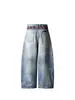 Jeans Vintage Lavados Retro Americanos con Marca de Corbata Estampados, Diseño Elegante y Versátil para Hombres y Mujeres, Pantalones de Pierna Ancha Atractivos