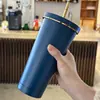 Venda Direta de Fábrica 304 Copo de Café a Vácuo de Grande Capacidade Camada Dupla Copo de Carro Copo de Presente Copo com Canudo de Aço Inoxidável