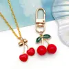 12 Peças/Pacote Acessórios DIY Liga de Esmalte Frutas Cereja 3D Pulseira Colar Pingente Brincos Acessórios de Orelha Enfeites Pendurados