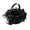 Novo Cesto de Flores Decorativo de Renda Preta Cesta de Flores para Daminha Cesta de Flores de Pétalas Casamento Requintado Laço Pequeno Cesto de Flores Preto