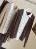 Suéter de Punto Color Block Falso Dos Piezas de Manga Larga Estilo Old Money para Mujer, Nueva Colección de Otoño, Cuello Patchwork, Cárdigan Elegante y Versátil