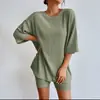 2026 nuevo conjunto de shorts casuales de verano de color liso para mujer, holgado, de cuello redondo, moda europea y americana transfronteriza AliExpress