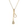 Collar de acero de titanio con colgante de calabaza y borlas de estilo chino para mujer, cadena de clavícula de lujo ligera y combinable, joyería de alta gama.