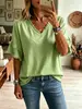 2026 Verano Nuevo Estilo Europeo y Americano Suelto Cuello en V con Flecos Manga Corta Camiseta Mujer Color Sólido Casual Top Ropa Femenina Transfronteriza