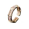 Anillo de Cruz Exquisito con Diamantes Completos Estilo Tiktok para Mujer, Diseño de Nicho de Moda de Lujo Ligero Estilo Ins, Anillo Abierto que No se Desvanece