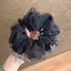 Elástico de cabelo elegante de rede com pérolas, simples e único, acessório de cabelo versátil, durável e não danifica o cabelo