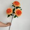 En existencia, flor de simulación, peonía dorada de 3 cabezas, para bodas, auditorio, techo, guía de caminos altos, arte floral, decoración suave, flor