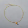Moda Nicho Chapado en Cobre Oro Real de 18 Quilates Incrustado Citrino Natural Aguamarina Bola de la Suerte Buena Suerte Pequeña Cuenta de Oro Collar