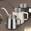 Tetera de Acero Inoxidable 304 de Cuello de Cisne para Uso Doméstico, Mini Tetera de Boquilla Larga y Boca Fina, Tetera para Papel Filtro, 250ml con Escala