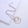 Collar Corto Transfronterizo Amazon Estilo Europeo y Americano Oval Anillo Doble Colgante Corto Cadena de Clavícula Metálica para Mujer Colgante Geométrico