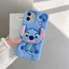 Capa de Celular de Silicone Stitch Fofa com Suporte Estéreo para Apple 1716Promax Anti-Queda