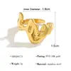 Anillo Abierto Plegado Personalizado de Acero Inoxidable Transfronterizo Moda Ins Femenina Europeo y Americano 18K Anillo Asimétrico de Lava Joyería de Mano