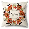 Funda de Almohada Halloween Calabaza Divertida Transfronteriza Amazon Estampado de Lino Funda Decorativa para Cojín de Sofá del Hogar