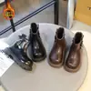 Botas de cuero para niñas, nueva colección otoño 2026, suela blanda, antideslizantes, estilo retro tipo Dr. Martens para niños, adecuadas para niñas de tallas medianas y grandes, botines estilo británico