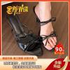 Pantuflas de Lazo Delgadas y Versátiles para Mujer, Pantuflas de Aguja de Verano para un Look Adelgazante, Sandalias Versátiles de Punta Abierta con Tacón Alto