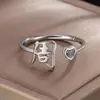Anillo Familiar Estilo Chino para Mujer, Nicho, Aspecto de Alta Calidad, Moderno, Sencillo, Anillo Liso, Anillo Ajustable para Dedo Índice