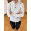 En stock: Sudadera henley de manga larga para otoño 2026 para hombres y mujeres, polo de ajuste limpio de alta gama americano