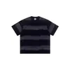 Playera de Manga Corta Rayada con Aspecto Desgastado para Hombre 2025 Verano Nuevo Estilo Americano Retro Pesada Marca Trendy Suelta Manga Corta