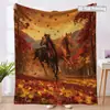 Serie 1 Manta de Franela con Calabaza y Hoja de Arce de Otoño para Oficina en Casa, Siesta, Sofá de Sala de Estar, Manta de Franela para Otoño e Invierno