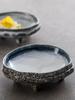 Plato Pequeño Cerámico Estilo Japonés con Pie Alto, Plato para Bocadillos, Plato Creativo de Forma Irregular, Bol Pequeño para Postre, Plato para Bocadillos de Té, Plato para Salsa de Hot Pot