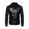 Exclusivo TransfronterizoNueva Chaqueta de Cuero PU para Hombre Bordado Pesado Chaqueta de Cuero de Vuelo Chaqueta de Motociclista Casual
