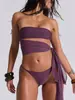 Ventas Directas de Fábrica Verano Europeo y Americano Nuevo Sexy Color Puro Transfronterizo Bikini Bikini Vacaciones en la Playa para Mujer Ins