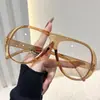 Gafas de Sol de Marco Grande de Moda para Mujer, Nuevo Estilo Aviador Retro Europeo y Americano, Efecto Adelgazante para Caras Grandes, Protección UV, Gafas de Sol con Estampado de Leopardo para Hombre