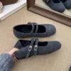 Zapatos Mary Jane de Piel para Mujer que Aumentan la Altura para Mujeres Bajitas, Invierno 2025, Zapatos Individuales Cálidos con Forro de Lana, Correa de Doble Hebilla, Color Gris