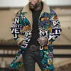 Chaqueta Larga de Algodón Marrón con Botones Blancos, Producto Nuevo Digital de Impresión 3D Multicolor Transfronterizo Europeo y Americano