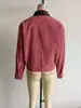 Moda Femenina Transfronteriza Primavera 2026 Nuevo Estilo Europeo y Americano Único Estilo Callejero Versátil Chaqueta de Pana con Retazos y Cuello de Cuero