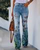 BD 02 260g twill mujer estampado imitación jeans AliExpress ebay Europeo y Americano Comercio exterior pantalones casuales delgados