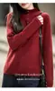 Elegante suéter de cuello medio alto 100% lana pura 2026 otoño/invierno nuevo para mujer, adelgazante, elegante, suave