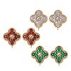 Estilo Coreano Nuevo Joyería DIY Pendientes de Flor de Cuatro Hojas Microincrustados Cobre Chapado en Oro de 14K Pendiente de Borla Hecho a Mano Accesorios