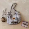 Bolsa tote de urso xadrez multicolorida estilo coreano para mulheres, grande capacidade, adequada para ir ao trabalho, estudantes, versátil, bolsa de ombro casual