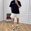 Shorts Casuales Minimalistas Blanco-Gris con Cordón, Shorts Deportivos Básicos de Verano Bordados para Hombres y Mujeres, Transfronterizo