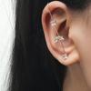 Estilo Ins Nuevo Estilo Aguja para Perforación de Oreja Aretes Elegantes con Circonias Incrustadas con Estrellas y Letras Alrededor de la Aurícula Aretes Inclinados