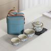 Juego de Té de Viaje Beige Kiln Ru con Taza de Té Rápida, Una Tetera y Tres Tazas, Tetera y Taza de Té para Acampar, Portátil para Acampar al Aire Libre