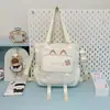 Bolsa Transversal Lisa Fofa de Outono e Inverno para Meninas de Faculdade, Bolsa de Ombro Grande Capacidade com Estampa Artística, Bolsa para Deslocamento e Aulas de Reforço para Estudantes