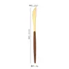 Cubiertos de Madera con Mango Transfronterizo Portugués, Cuchillo de Acero Inoxidable 430, Tenedor, Cuchara, Imitación de Grano de Madera, Vajilla Estilo Occidental, Cuchillo para Bistec, Tenedor de Postre