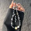 Exquisita correa para teléfono en forma de calabaza con degradado, cristales brillantes y borlas, cordón corto para teléfono, accesorio llavero para bolso