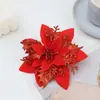 Decoração de Natal Acessórios de Flor Pó Dourado DIY Decoração de Casa Venda Quente Transfronteiriça Flor Artificial Pingente para Árvore de Natal Pinheiro