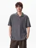 Camisa Polo de Tricô Maillard Estilo Retro Old Money Manga Curta Masculina Verão Top Casual Solto de Alta Qualidade Meia Manga