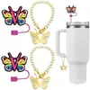 (2+2) Cubierta de Popote de Flor para Accesorios de Taza Stanley 10 mm Silicona Reutilizable