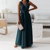 Vestido de Verano Nuevo 2024 de Amazon Wish Independiente Vestido Elegante con Cordones de Color Sólido con Cuello en V vestido