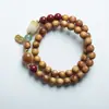 Nova pulseira de madeira de cipreste natural estilo chinês com contas de bodhi e amuleto budista, joias para atacado